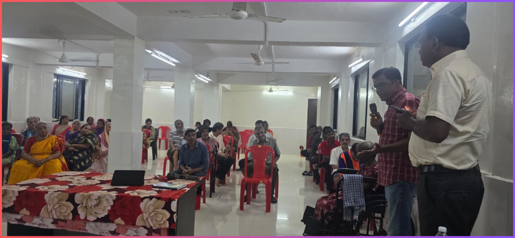 Nilay Social Foundation team members addressing residents during the interactive session at Sawali Niwara Kendra 2